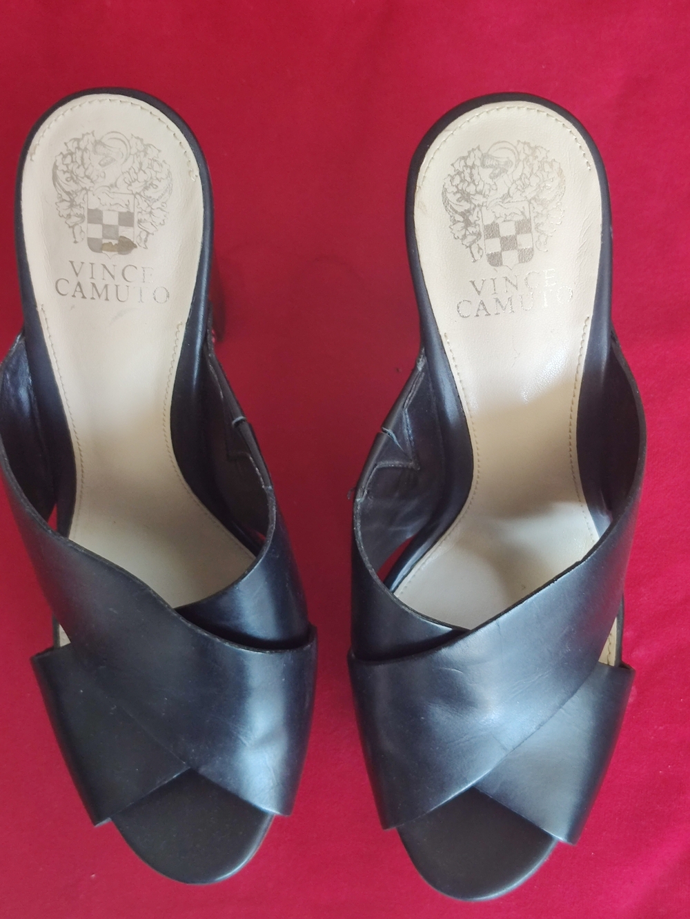 Vince Camuto Elora Womens 10 Open Toe Leather Platform Mule Sandals New